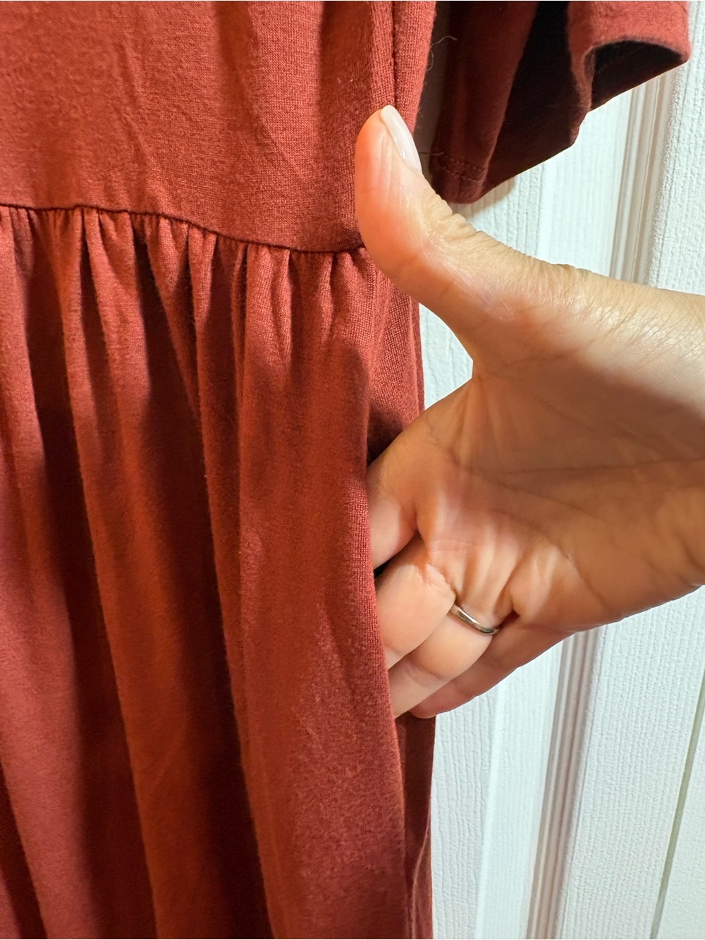 Zenana Burgundy Short Sleeve A-Line Midi Dress Boho Minimalist Fall Academia - Picture 3 of 7